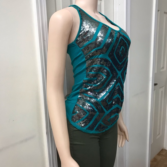 Turquoise sequin summertop - Picture 2 of 4